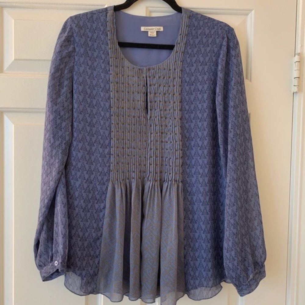 Coldwater Creek periwinkle long-sleeved boho tunic